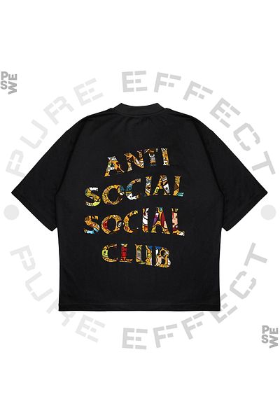 TRAGEDY Unisex Oversize Anti Social Social Club V2 Μπλουζάκι με εμπριμέ Boxy Fit από χοντρό ύφασμα