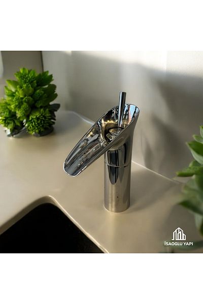 İSAOĞLU YAPI Chrome Waterfall Faucet Nostalgic Design Waterfall Sink Faucet
