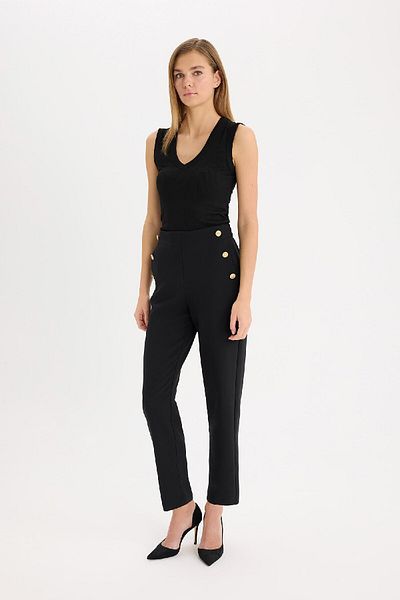 DeFacto High Waist Carrot Fit Carrot Pants - Pocket, Straight Leg B1238Ax25Sp