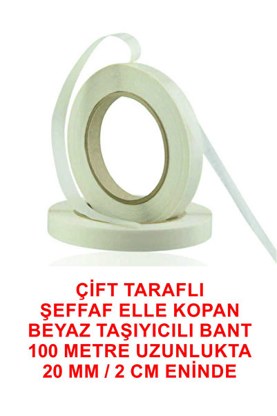 ELF ÇİFT TARAFLI BEYAZ TAŞIYICILI (100 METRE BOYUNDA 20 MM/2CM ENİNDE)
