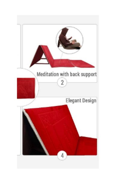 ROYAL ROSE Foldable Padded Prayer Rug that can be used as a relaxation mat and floor seat with backrest (Dark Red)