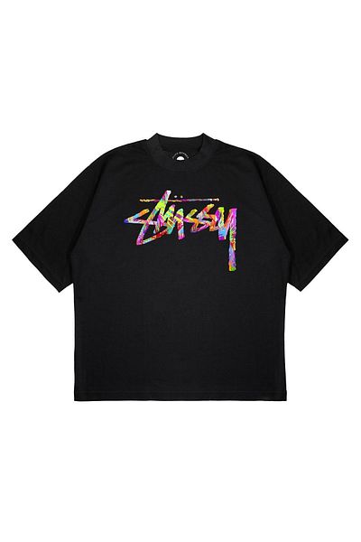 TRAGEDY Μπλουζάκι Unisex Oversize Stussy Rainbow με στάμπα Boxy Fit από χοντρό ύφασμα