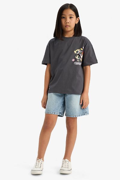 DeFacto Dámské dětské PowerPuff Girls Oversize Wide Fit Crew Neck Back Potištěné tričko s krátkým rukávem E2610A82