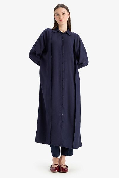 DeFacto Relax-Fit-Maxikleid mit Hemdkragen und Taschen – E4360AX25SP