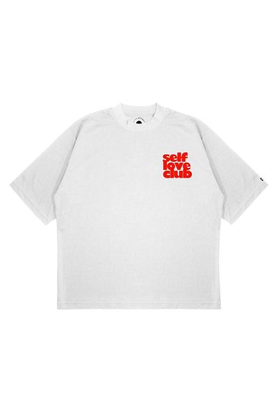 TRAGEDY Unisex Oversize Self Love Club μπλουζάκι με εμπριμέ Boxy Fit από χοντρό ύφασμα