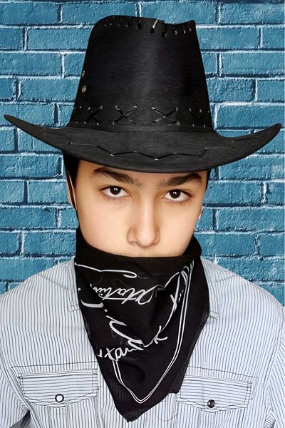 Uniquetrenders Children's Unisex Bandana Nubuck Cowboy Hat (Age 8-14)