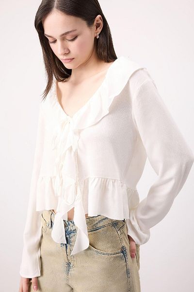 DeFacto Onca Tie Regular Fit Crinkle Viskose Bluse E4131ax25sp