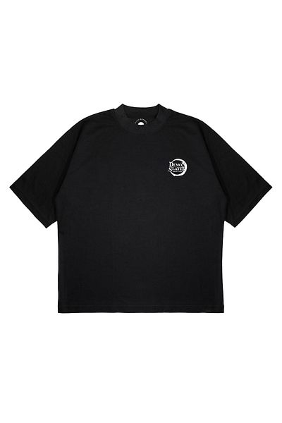 TRAGEDY Unisex Oversize Demon Slayer Μαύρη σειρά με εμπριμέ μπλουζάκι με χοντρό ύφασμα