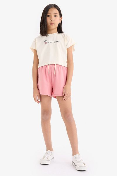DeFacto Girl's 2 Piece Set Printed Short Sleeve T-Shirt Elastic Waist Shorts E3819A825Sm