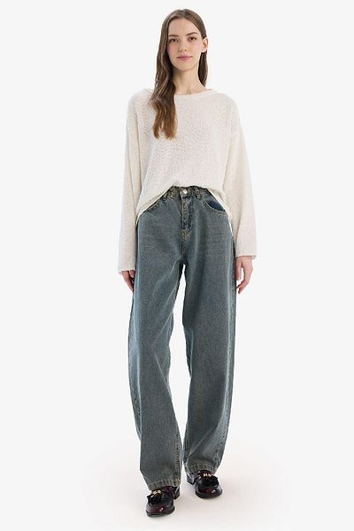DeFacto Regular Fit Boat Neck Basic Plain Knitwear Sweater E4679Ax25Sp