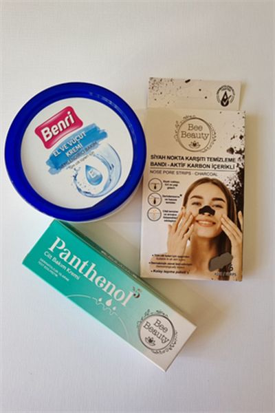 Bee Beauty Activated Carbon Blackhead Tape 6 Pack Moisturizing Care Hand and Body Cream and 5% Panthenol