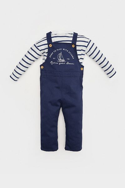 DeFacto Set aus gestreiftem Langarm-T-Shirt und Salopet für Babys – E2015A525SP