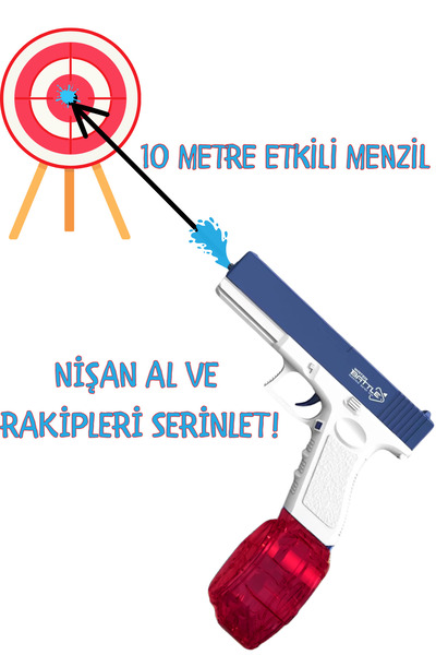 welcomein Usb Şarjlı Otomatik 10 Metre Menzilli Elektrikli Havuz Deniz Yaz Su Tabancası Işıklı