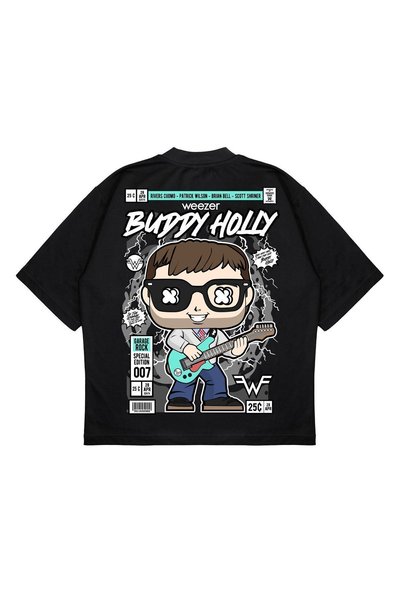 TRAGEDY Uniseks majica širokog kroja sa printom Buddy Holly na leđima, od deb...