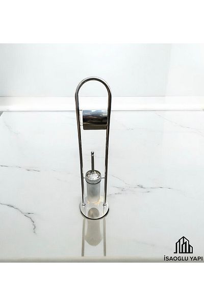 İSAOĞLU YAPI Toilet Roll Holder and Brush Holder - Brass Material Standing Toilet
