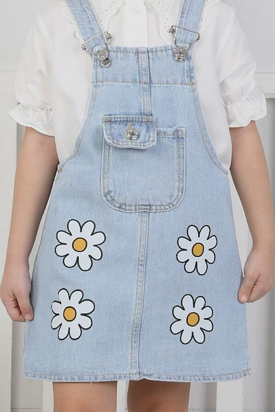 Bloom 4 Daisy Patterned Denim Salopet