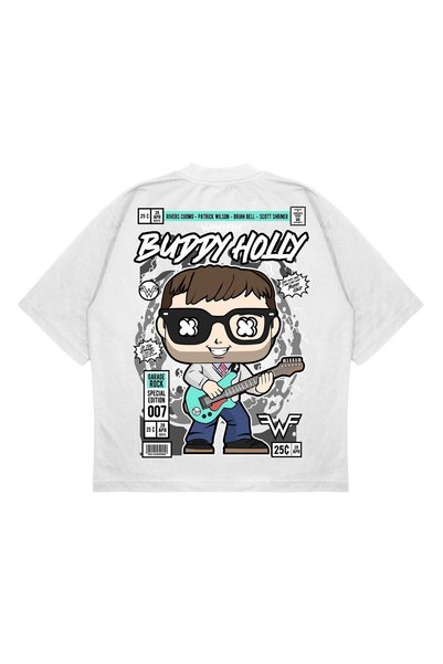 TRAGEDY Uniseks majica širokog kroja sa printom Buddy Holly na leđima, od deb...