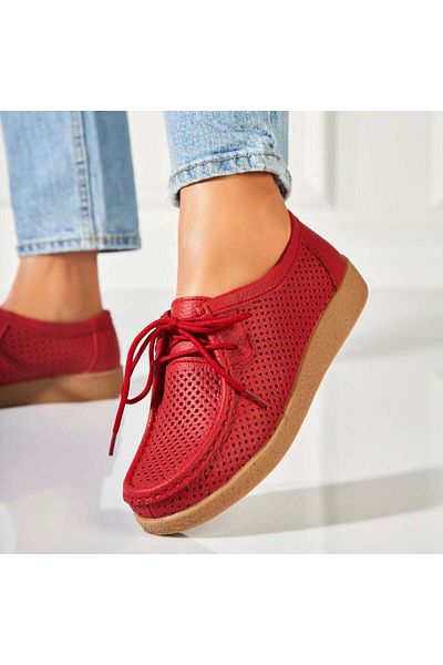 Joana Women's Loafers Natural Leather Red Jyana