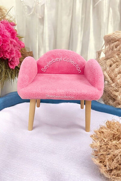 BEYLERBEYİ Çocuk sandalyesi, pembe rengi, çocuk pufu , sırtlı puf , dekoratif...