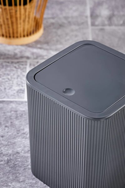 Kitchen Line Square Trash Can, Dark Gray, 5 Liter, Stylish and Functional Design