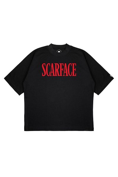TRAGEDY Unisex Oversize Scarface με στάμπα Boxy Fit Μπλουζάκι από χοντρό ύφασμα