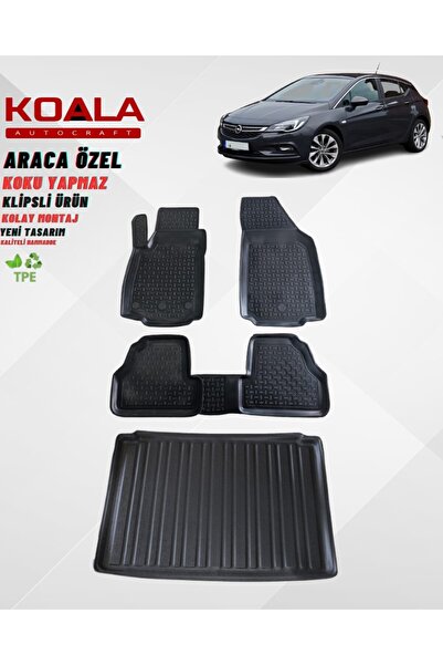 KoalaOtoTekstil Opel Astra K 3d Havuzlu Paspas Bagaj Havuzu 3d Ikili Set