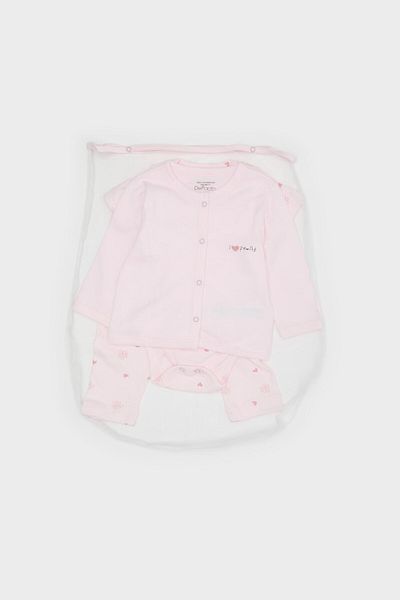 DeFacto Baby Girls Print Set Long Sleeve T-Shirt and Short Sleeve Body with Elastic Waistband