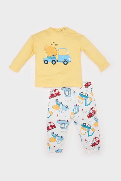 DeFacto Baby Boy 2 Piece Set Waffle Shorts Long Sleeve Bottoms