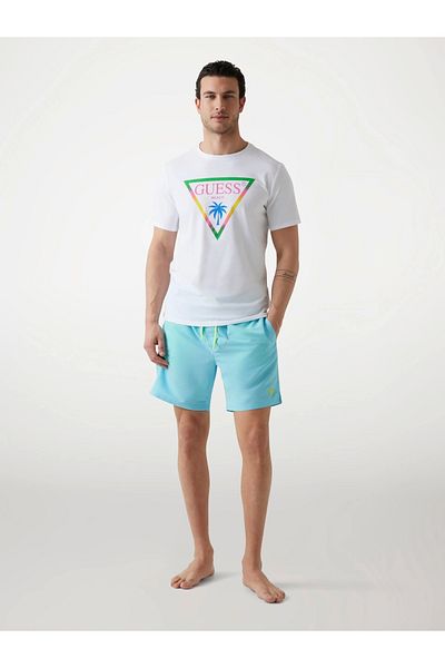 Guess Tricou alb pentru bărbați Ss Cn Triangle Palm Tee F5gı00j1314-g011
