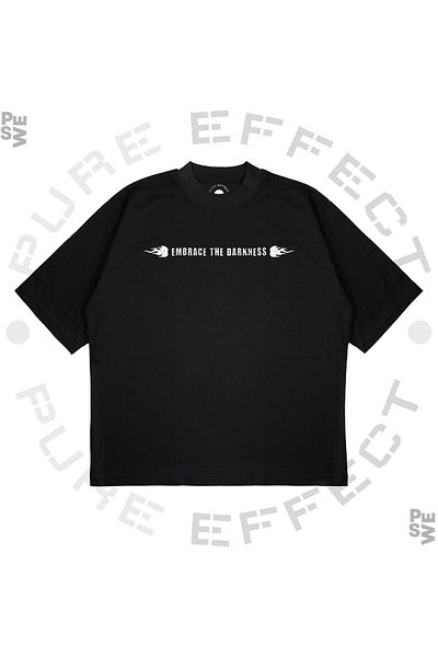 TRAGEDY Unisex Oversize Embrace The Darkness Μπλουζάκι με στάμπα Boxy Fit από χοντρό ύφασμα