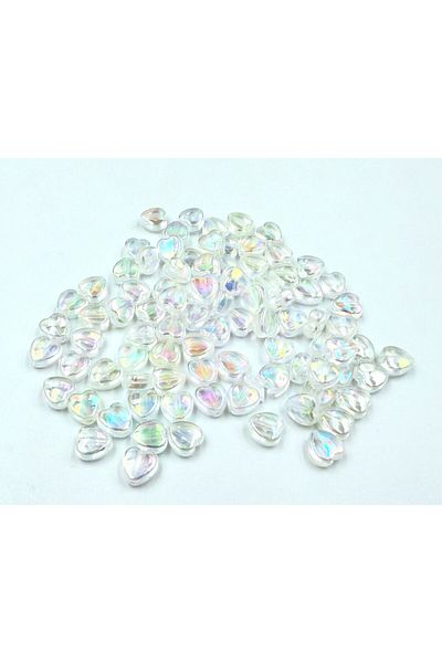 yiğit aksesuar 100Pcs Transparent Janjans with Perforated Heart Beads Bracelet Necklace Jewelry Making Supplies