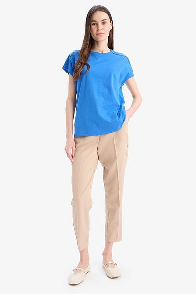 DeFacto Tricou cu mânecă scurtă din bumbac evazat cu gâtul turn E4367ax25sm