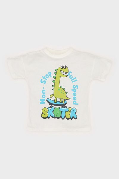DeFacto Baby Boy Crew Neck Dinosaur Printed Short Sleeve T-Shirt E5982A525Sm