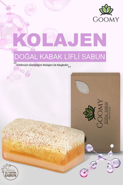 GOOMY Premium Handmade Natural Pumpkin Fiber Organic Herbal Collagen Soap 120Gr