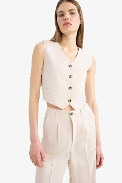 DeFacto Balzer-Weste aus Leinenmischung mit V-Ausschnitt C3828ax25sm
