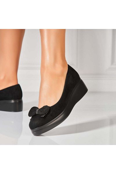 Joana Women's Casual Black Shoes Made of Eco-Suede Leather Eren2