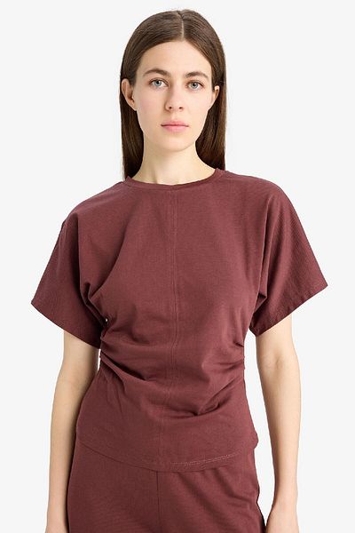 DeFacto Slim Fit Slim Fit Crew Neck Draped Premium Short Sleeve T-Shirt E5775Ax25Sp