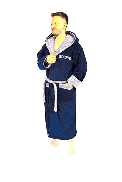 MİLAYS LİFE HOME COLLECTİON Чоловічий банний халат WELSOFT преміум-класу з подвійною кольоровою вишивкою