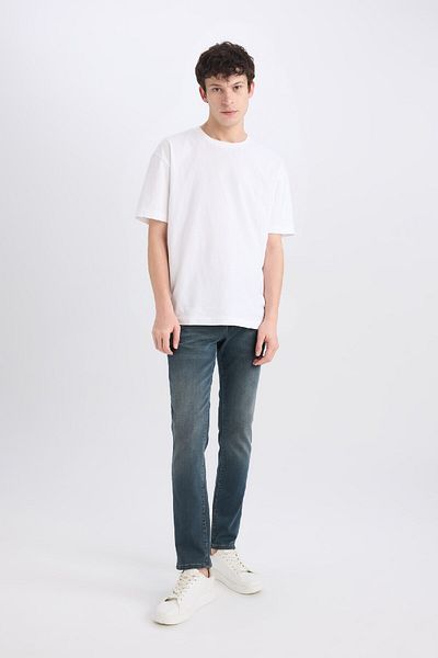 DeFacto Pedro Slim Fit Ευέλικτο μαλακό ύφασμα στενή εφαρμογή Κανονική μέση στενή παντελόνι Jean C5682ax25sp