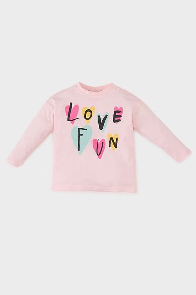 DeFacto Baby Girl Crew Neck Printed Long Sleeve T-Shirt E5098A525Sp