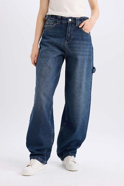 DeFacto Baggy-Fit-Jeans mit hoher Taille und langer Unterlegscheibe D0748AX25SP