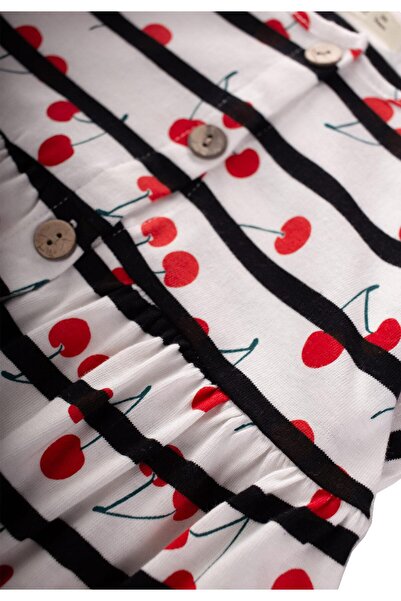 Cigit Patterned Pocket Dress 2-8 Years Black Striped