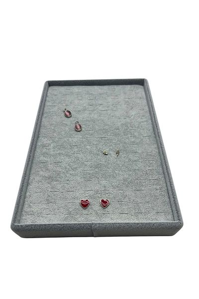 MeGass Dekor Suede Fabric Gray Color 22/14 cm Piercing - Earring Plate