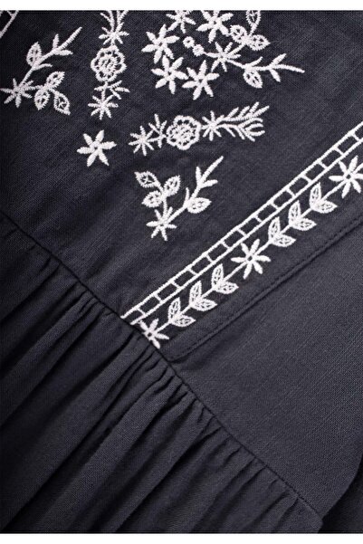 Cigit 3-14 Years Antacid Ethnic Embroidered Seasonal Dress