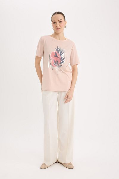 DeFacto Regular Fit Crew Neck Printed Short Sleeve T-Shirt E0917Ax25Sp