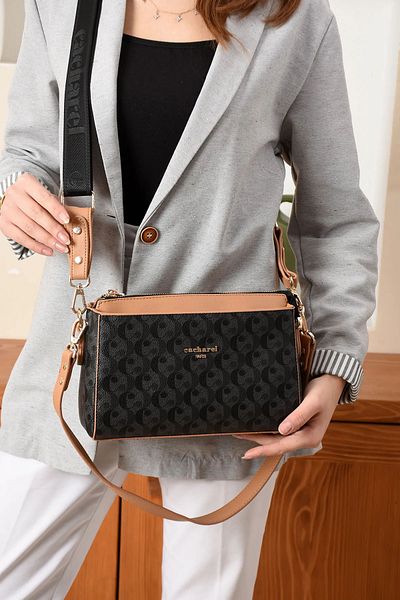 Cacharel Paris Women's 4 Compartment Long Cross Strap Shoulder & Hand Bag (27X18Cm)