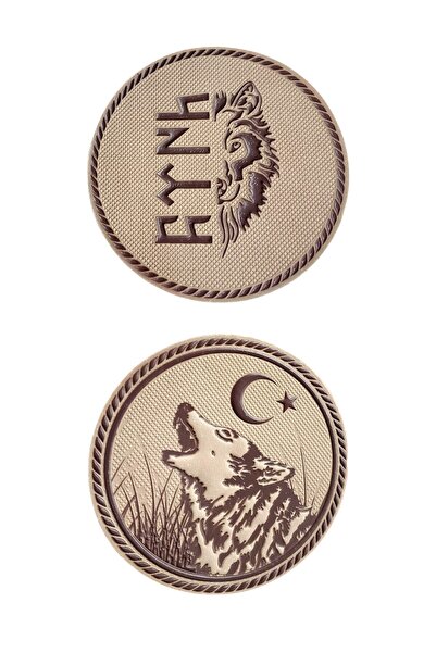 AskerVadisi Wolf Themed Silicone Crest Patch Set of 2 Beige Color Velcro