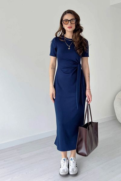 Sorridi Modal Fabric Dress with Side Tie and Side Slits
