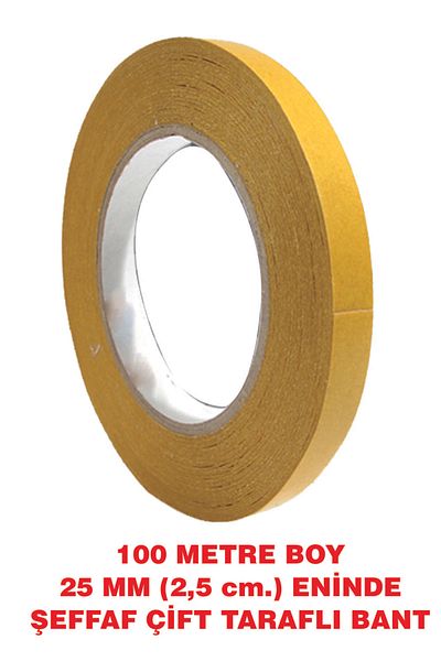 ELF Double Sided Transparent Filmic Tape 100 Meters Long (2.5 Cm-25 mm) Width