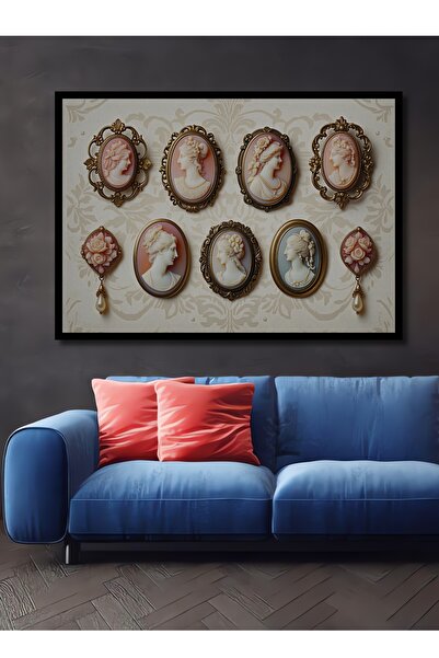 Teona Ahşap Çerçeve Görünümlü Antika Gelinler Yağlı Boya Görünümlü Dekoratif ...